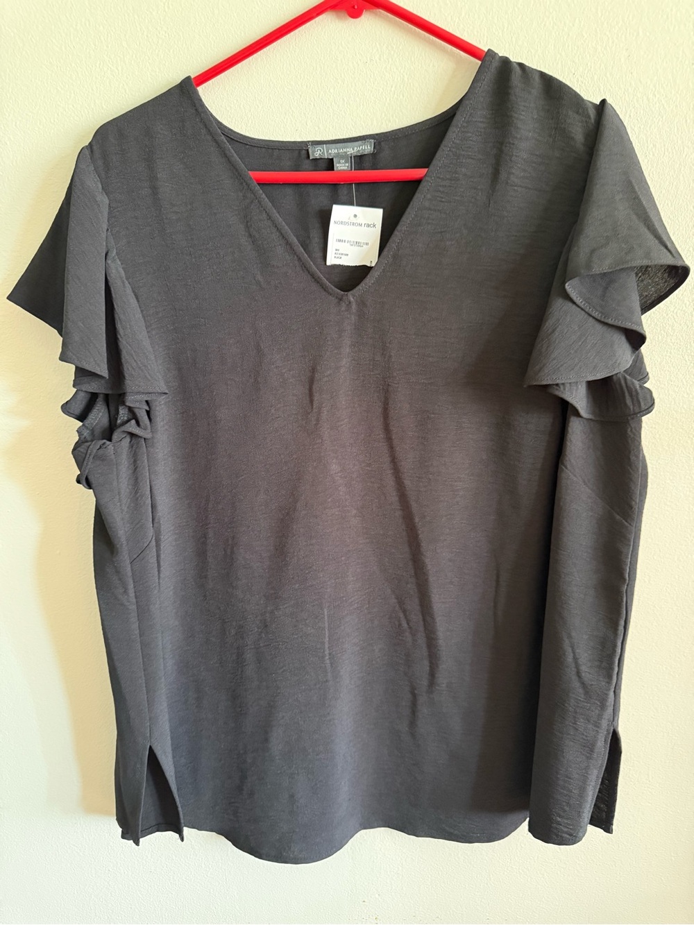 NWT Black Adrianna Papell Flutter Sleeve Shirt - Size 1X